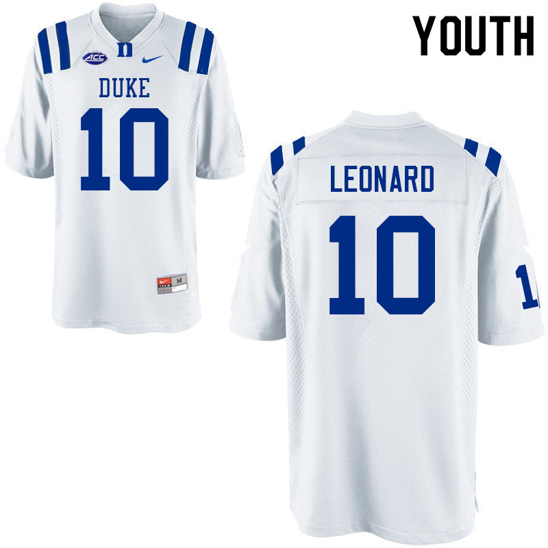 Youth #10 Riley Leonard Duke Blue Devils College Football Jerseys Sale-White